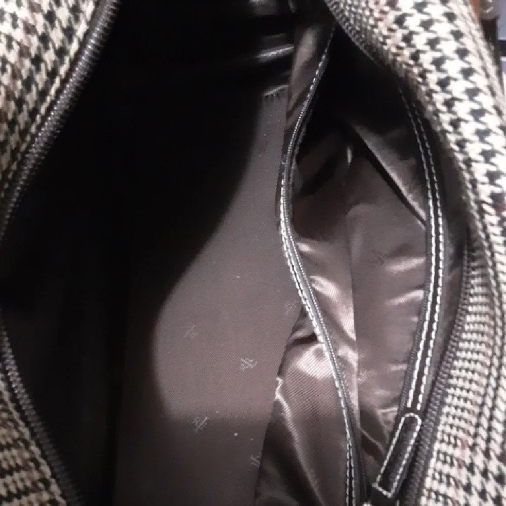 Vintage LAUREN RALPH LAUREN Brown‎ Houndstooth Plaid Duffel Bag